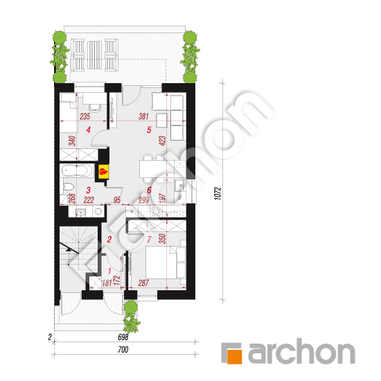 Проект дома ARCHON+ Дом в фиалках 3 (Р2Б) вер.3 План першого поверху