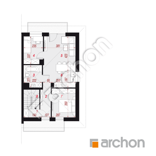 Проект дома ARCHON+ Дом в фиалках 3 (Р2Б) вер.3 План першого поверху