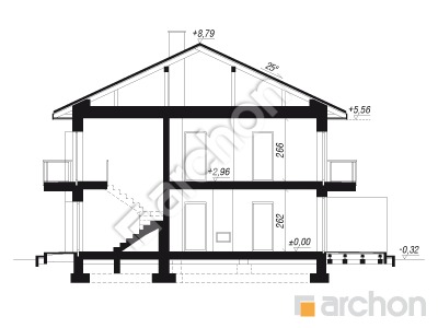 Проект дома ARCHON+ Дом в фиалках 3 (Р2Б) вер.3 Розріз будинку