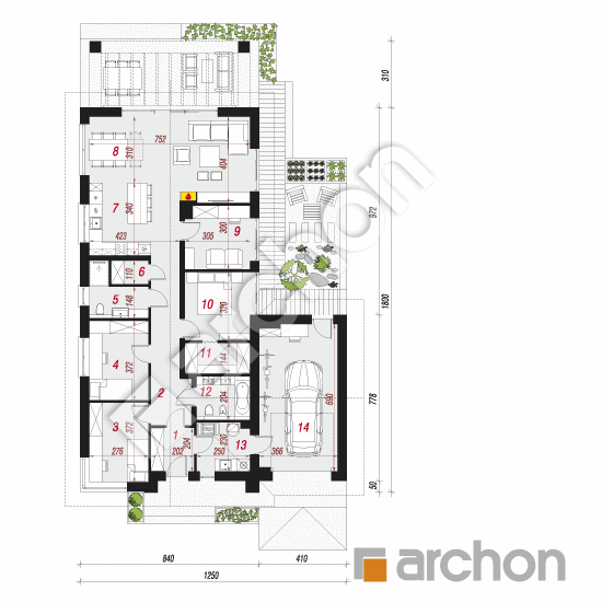 Проект дома ARCHON+ Дом под апельсином 2 (Г) План першого поверху
