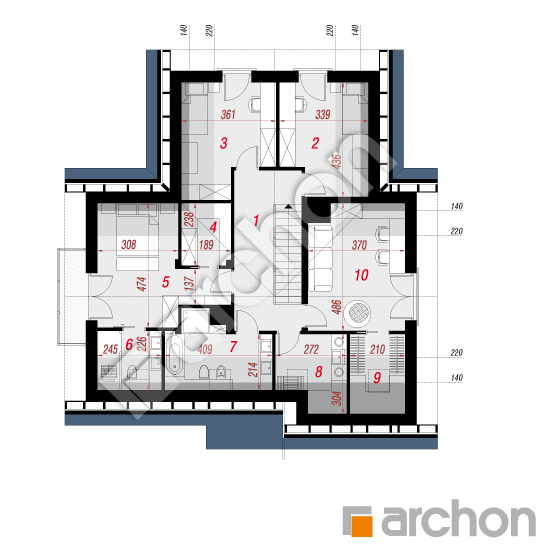Проект будинку ARCHON+ Будинок в клетрах План мансандри