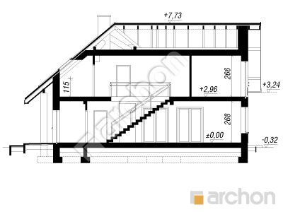 Проєкт будинку ARCHON+ Будинок в клетрах Розріз будинку