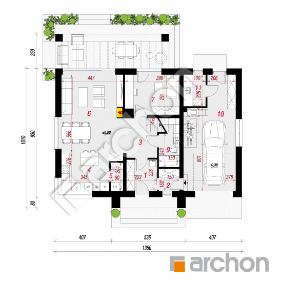 Проект дома ARCHON+ Дом в коммифорах 10 План першого поверху