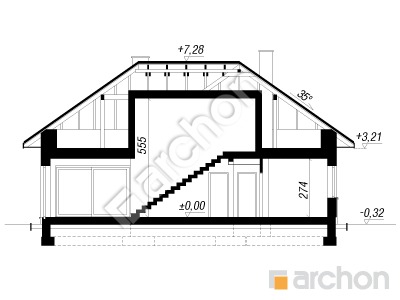 Проект дома ARCHON+ Дом в петуниях 2 Розріз будинку