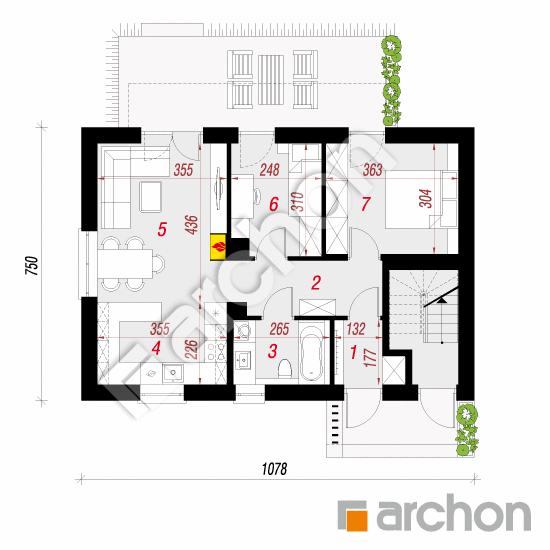 Проект дома ARCHON+ Дом в халезиях (Р2А) вер.3 План першого поверху
