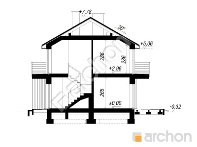 Проект дома ARCHON+ Дом в халезиях (Р2А) вер.3 Розріз будинку