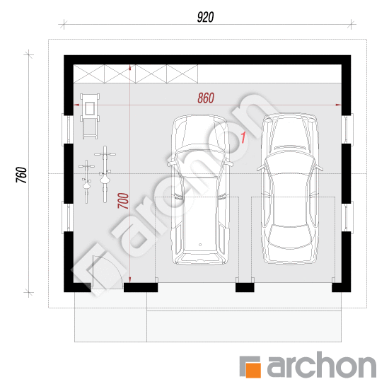 Проект дома ARCHON+ Г27 - Двухместный гараж  План першого поверху