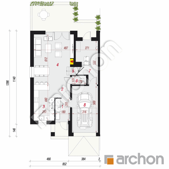 Проект дома ARCHON+ Дом под агавами 3 (Б) План першого поверху