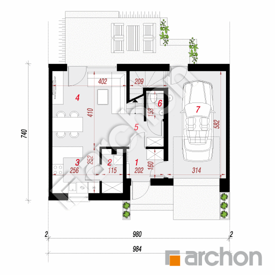 Проект будинку ARCHON+ Будинок в мураях (ГС) План першого поверху