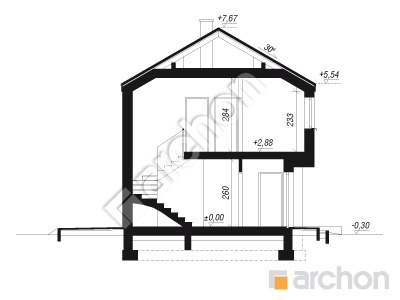 Проект дома ARCHON+ Дом в мураях (ГС) Розріз будинку
