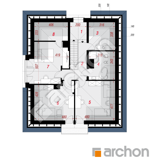 Проект будинку ARCHON+ Будинок в тим'яні (Н) вер.2 План мансандри