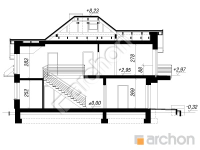 Проект дома ARCHON+ Дом в тимьяне (Н)  вер.2 Розріз будинку