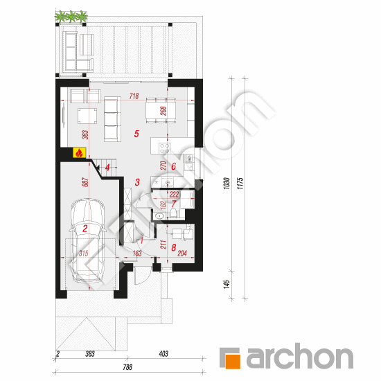Проект будинку ARCHON+ Будинок в нарцисах (Б) вер. 2 План першого поверху