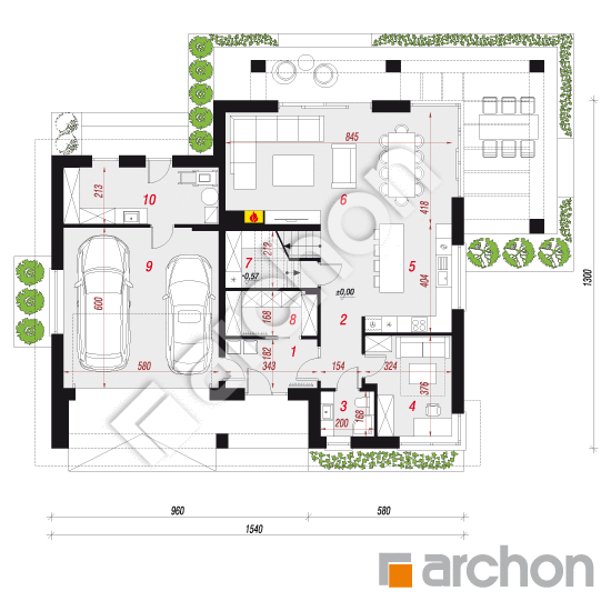 Проект дома ARCHON+ Вилла Королина 2 (Г2) План першого поверху