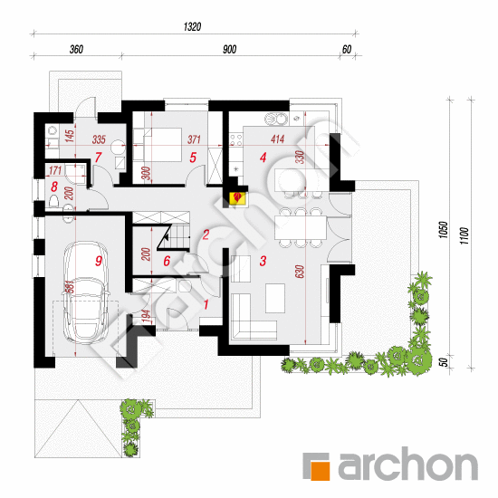 Проект будинку ARCHON+ Будинок в буддлеях 3 (А) План першого поверху