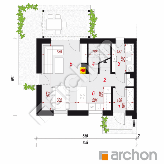 Проект дома ARCHON+ Дом в эверниях 4 (Б) вер.2 План першого поверху