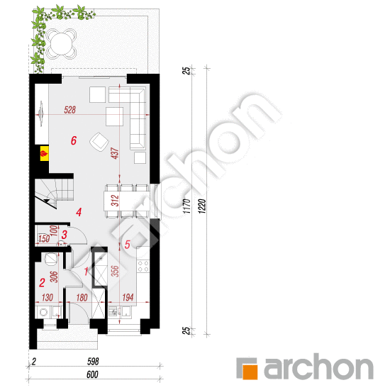 Проект дома ARCHON+ Дом под гинко 9 (БН) План першого поверху