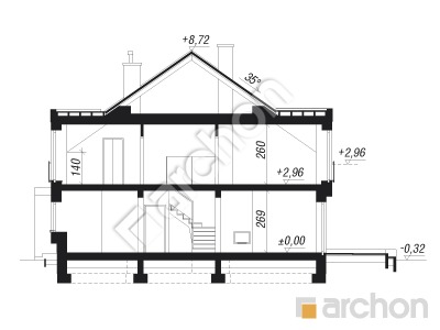 Проект дома ARCHON+ Дом под гинко 9 (БН) Розріз будинку