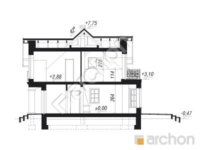 Проект дома ARCHON+ Дом под белой акацией вер.2 Розріз будинку