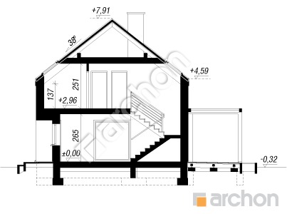 Проект дома ARCHON+ Дом в вистерии 8 (Н) Розріз будинку