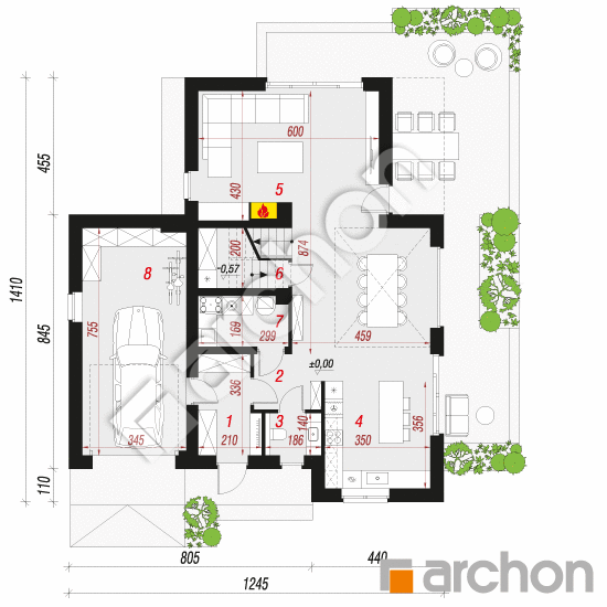 Проект дома ARCHON+ Дом в орлишках 4 (ГЕ) План першого поверху