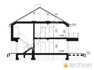 Проєкт будинку ARCHON+ Будинок в фіалках 16 (Р2Б) вер.3 Розріз будинку
