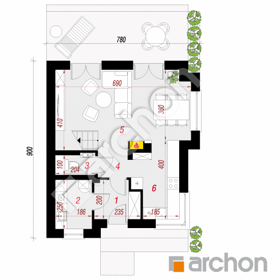 Проект будинку ARCHON+ Будинок у винограді 7 План першого поверху
