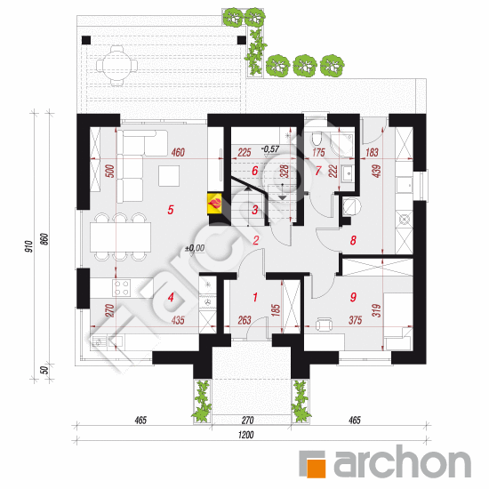 Проект будинку ARCHON+ Будинок в люцерні 9 План першого поверху
