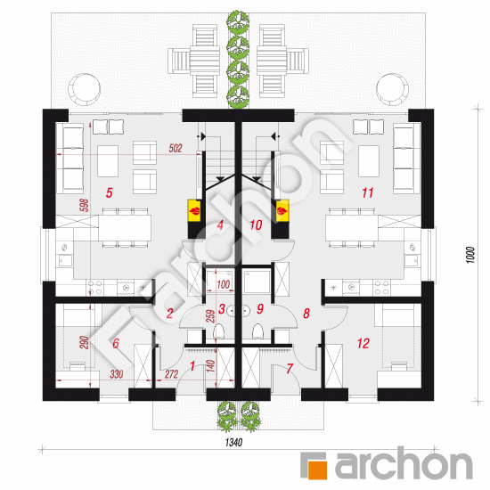 Проект будинку ARCHON+ Будинок в тунбергіях 3 (Р2) План першого поверху