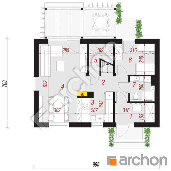 Проект будинку ARCHON+ Будинок в еверніях 3 План першого поверху