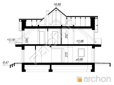 Проект дома ARCHON+ Дом в нагетках 2 (Н)  Розріз будинку