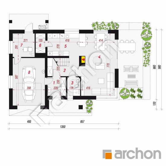 Проект будинку ARCHON+ Будинок в айдаредах 10 План першого поверху