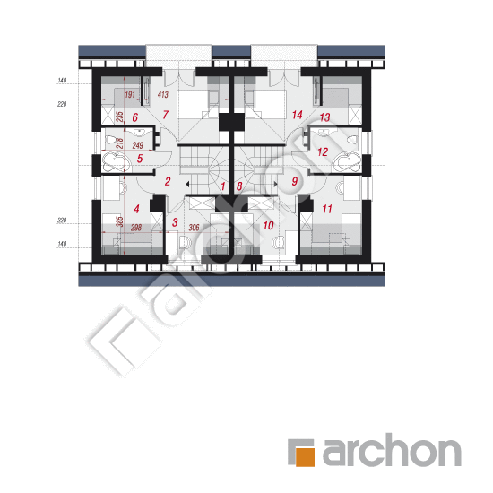 Проект дома ARCHON+ Дом в цикламенах 4 (П) вер. 2 План мансандри