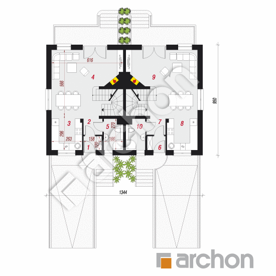 Проект будинку ARCHON+ Будинок в цикламенах 4 (П) вер. 2 План першого поверху