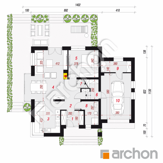 Проект будинку ARCHON+ Будинок в рододендронах 27 План першого поверху