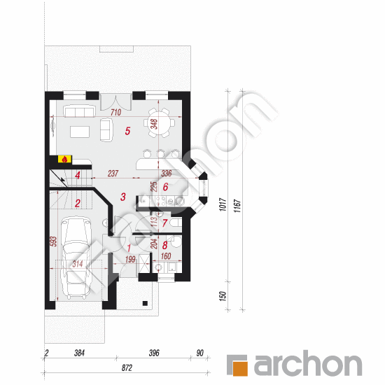 Проект дома ARCHON+ Дом в клематисах 2 вер.3 План першого поверху