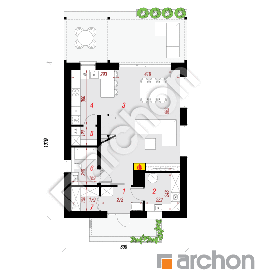 Проект дома ARCHON+ Дом под яворами 2 План першого поверху