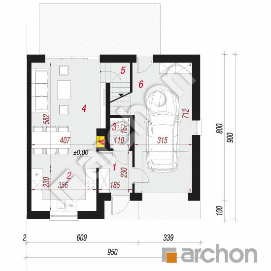 Проект будинку ARCHON+ Будинок в полині 2 (Б) План першого поверху