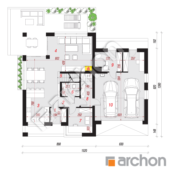 Проект будинку ARCHON+ Будинок в карісіях 2 (Г2) План першого поверху