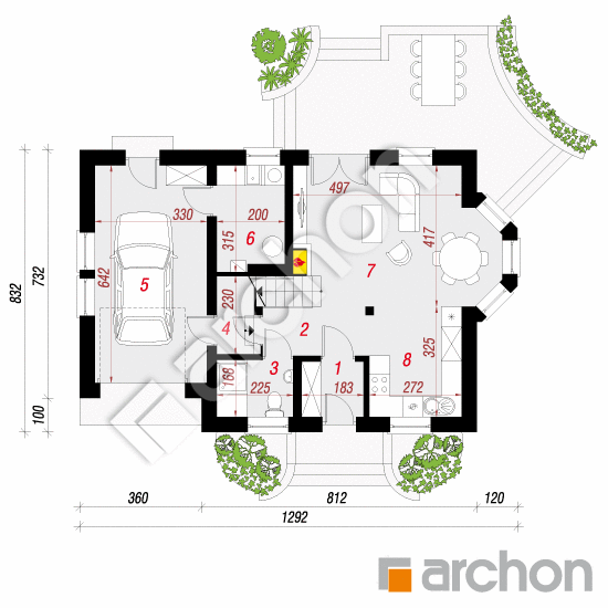 Проект будинку ARCHON+ Будинок в перлівці 2 вер.2 План першого поверху