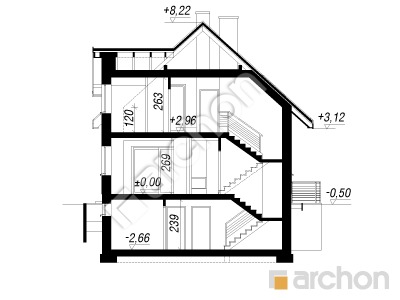Проект дома ARCHON+ Дом в циновках (П) Розріз будинку