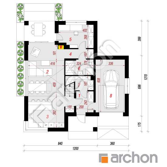 Проект дома ARCHON+ Дом в медянках План першого поверху