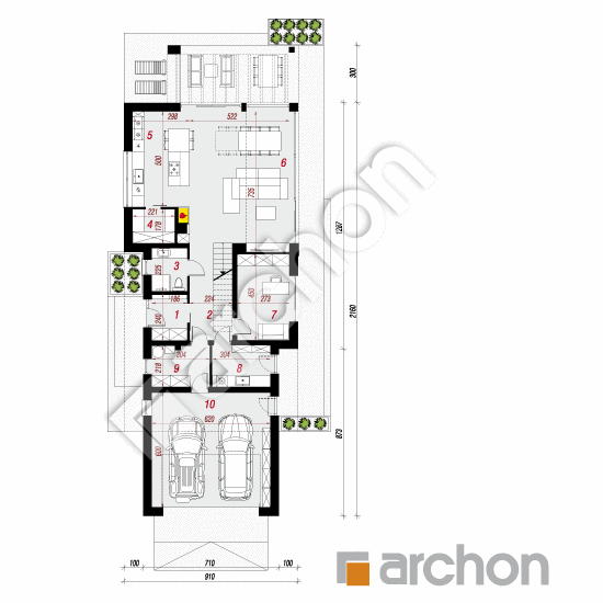 Проект будинку ARCHON+ Будинок в агапантах 2 (Г2) План першого поверху