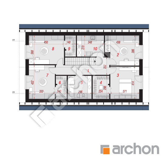 Проект дома ARCHON+ Дом в изопируме 14 (Г2Е) План мансандри