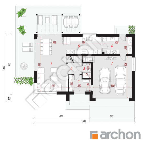 Проект будинку ARCHON+ Будинок в ізопірумі 14 (Г2Е) План першого поверху
