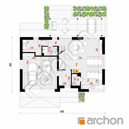Проект будинку ARCHON+ Будинок в аммобіумі 4 (Г2) План першого поверху