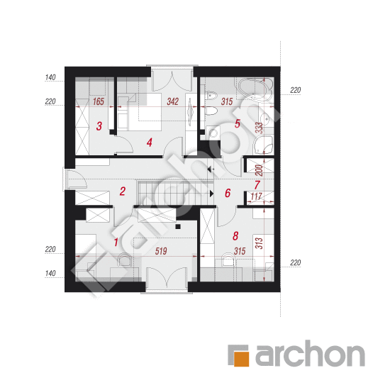 Проект дома ARCHON+ Дом в цикламенах 5 (Б) вер. 2 План мансандри