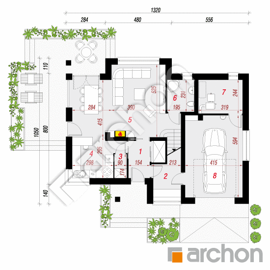 Проект будинку ARCHON+ Будинок у бровниках 3 План першого поверху