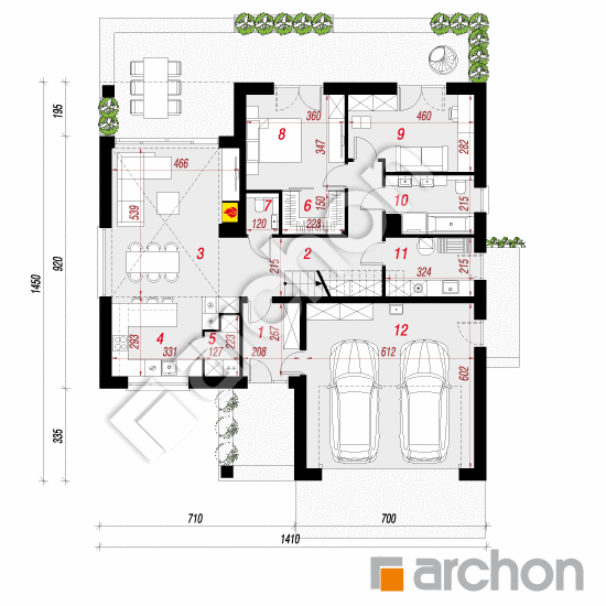 Проект дома ARCHON+ Дом в ясене 2 (Г2) План першого поверху