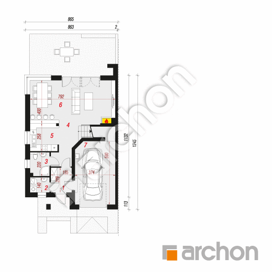 Проект дома ARCHON+ Вилла Юлия 4 (Б) План першого поверху
